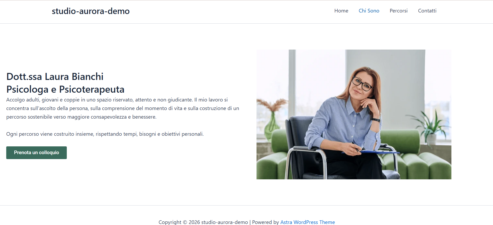 Pagina Chi Sono di Studio Aurora — desktop